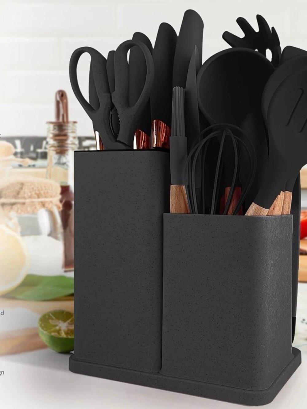 19Pcs Silicone Kitchen Utensils Set with Wooden Handle Heat Resistant